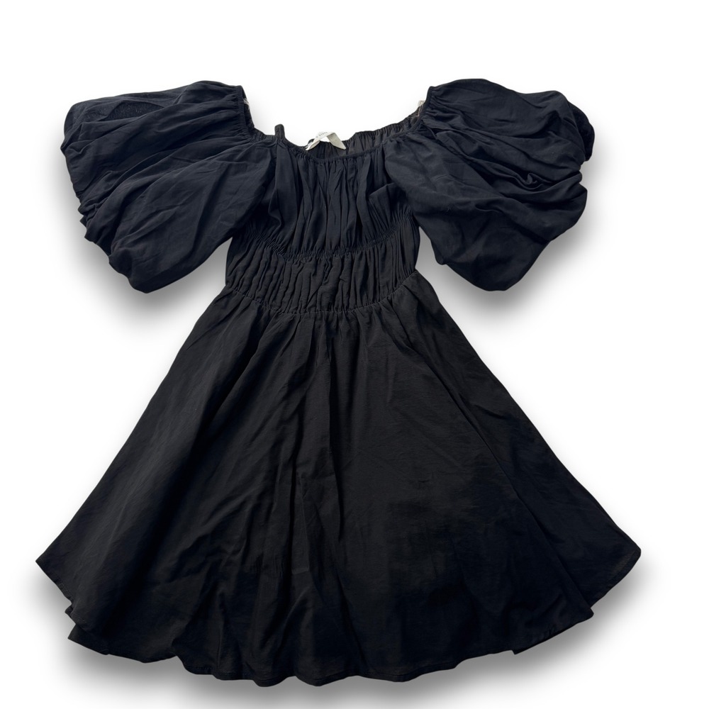 Altar'd State Black Puff Sleeve Smocked Mini Dress MDR1017-AS Womens XS
